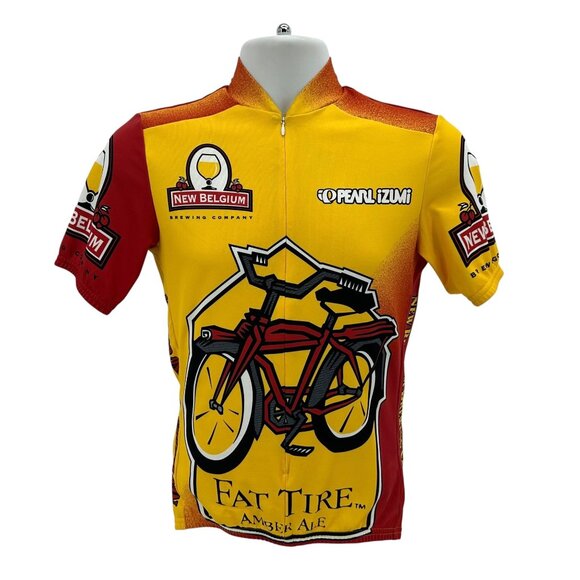 Vintage Pearl Izumi Mens Small Cycling Jersey Fat Tire Amber Ale New Belgium - Picture 1 of 9
